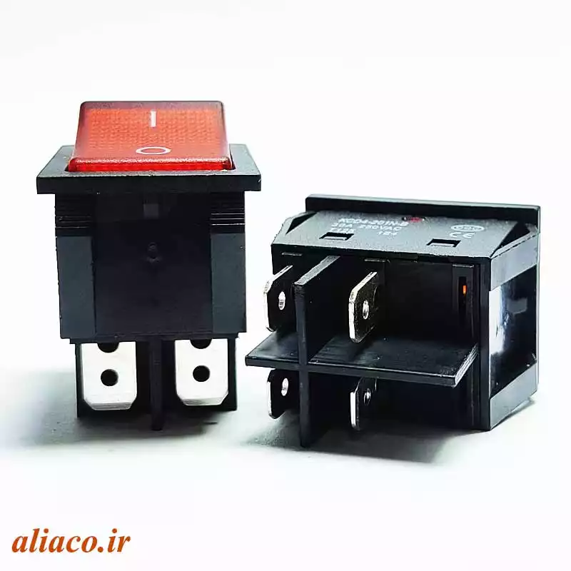 کلید راکر بزرگ چراغ دار 2 حالته 4 پین 30A
